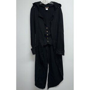 Golden Steampunk Long Coat Unisex Size Large Black Goth Gothic Victorian Pirate